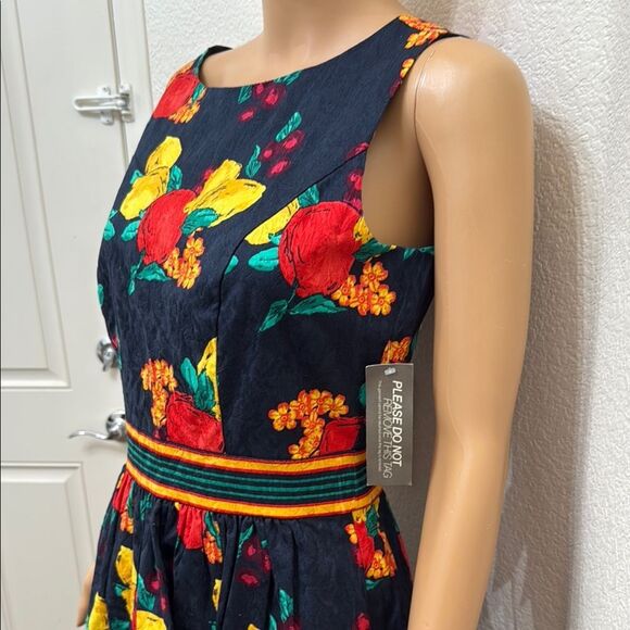 Eva Mendes New York & Company Blue Yellow Red Sleeveless Midi Sz 4 Sundress New - Picture 9 of 17